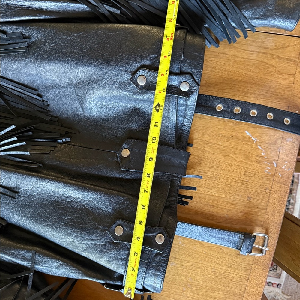 Wilson’s Fringed Black Leather Biker Jacket XL - Picture 5 of 16